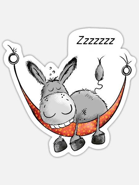 Sleeping Donkey - Sticker size S (10 x 10 cm) - white matte