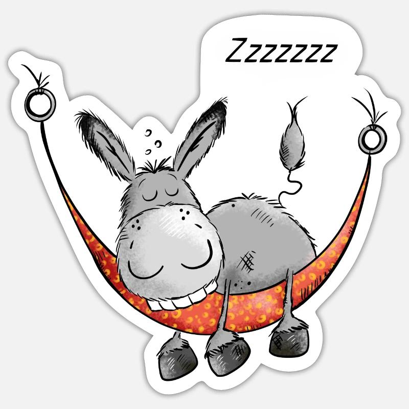 Sleeping Donkey - Âne - Comique - Dessin animé Sticker taille S (10 x 10 cm)