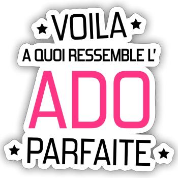 adolescent / enfant / ado / adolescente - Sticker taille S (10 x 10 cm) - blanc mat - Devant