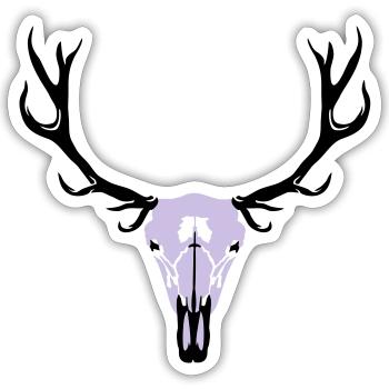 Deer skull and antlers - Sticker taille S (10 x 10 cm) - blanc mat - Devant