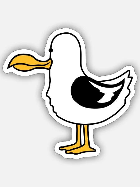 lustige moeve strand vogel hunger - Sticker Größe S (10 x 10 cm) - Mattweiß