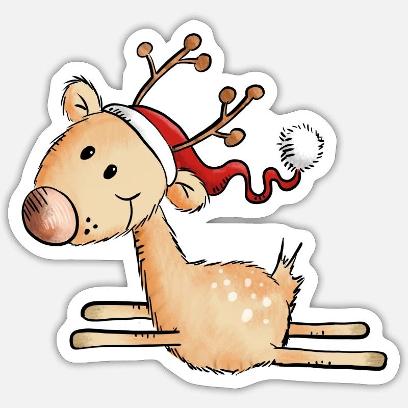 Renne de Noël sauteuse - Cadeau - Bande dessinée - Sticker taille S (10 x 10 cm) - blanc mat