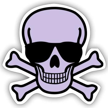 Skull with Sunglasses - 2 colors - Sticker size S (10 x 10 cm) - white matte - Front