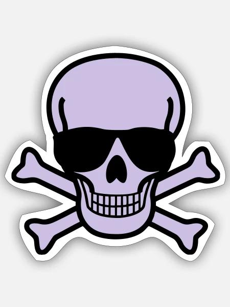 Skull with Sunglasses - 2 colors - Sticker taille S (10 x 10 cm) - blanc mat