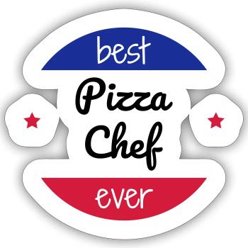 pizza / pizzaiolo / chef / italie / pizzaiola - Sticker taille S (10 x 10 cm) - blanc mat - Devant
