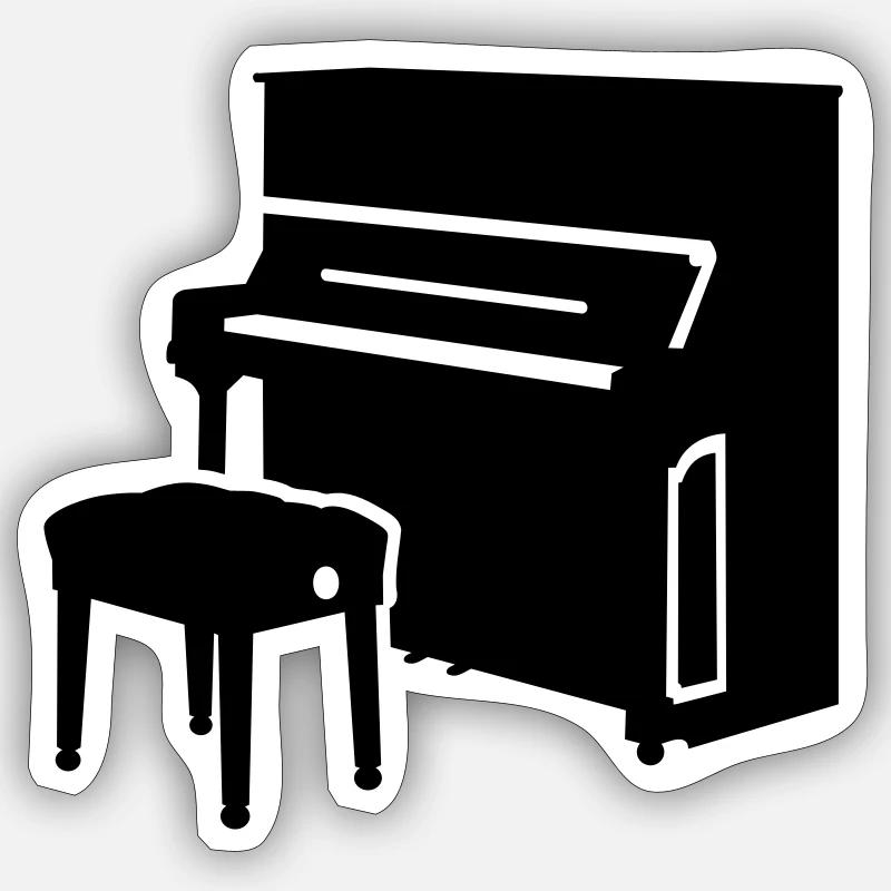Klavier - Sticker Größe S (10 x 10 cm) - Mattweiß