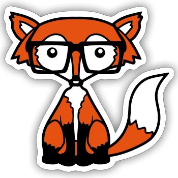 Nerd Fuchs Design - Sticker Größe S (10 x 10 cm) - Mattweiß - Vorne