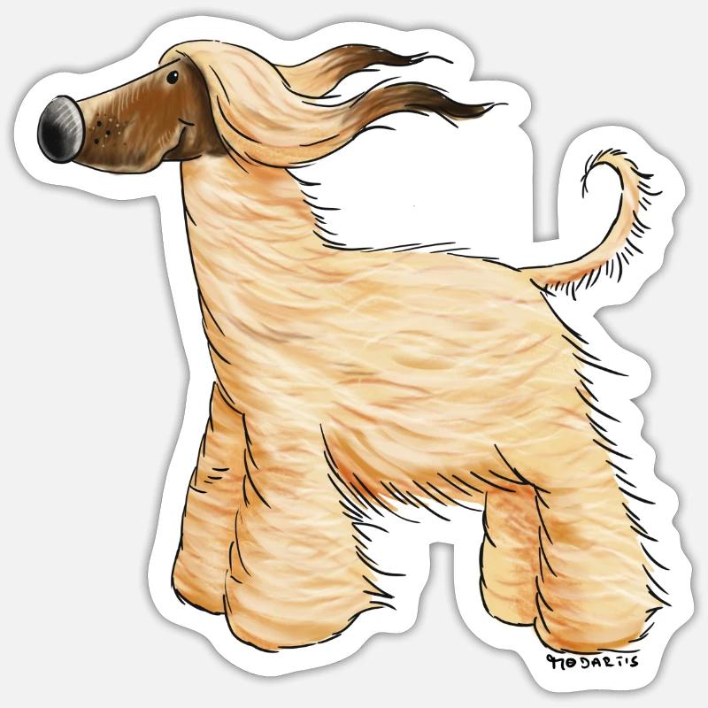 Drolliger Afghane - Afghanischer Windhund Sticker Größe S (10 x 10 cm)