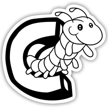 caterpillar caterpillar insect centipede letter C - Sticker size S (10 x 10 cm) - white matte - Front