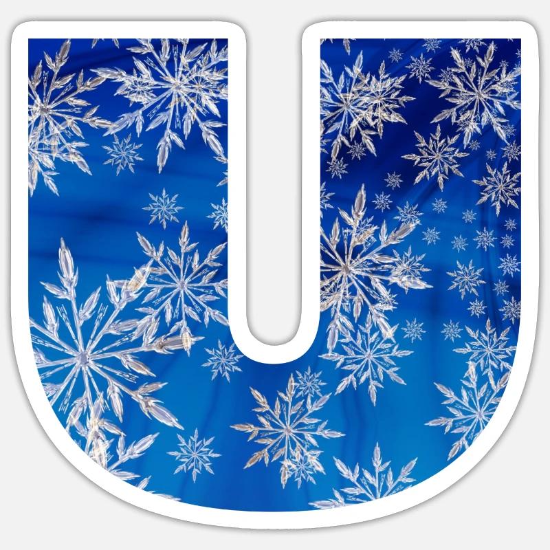 blaues winter u - Sticker Größe S (10 x 10 cm) - Mattweiß