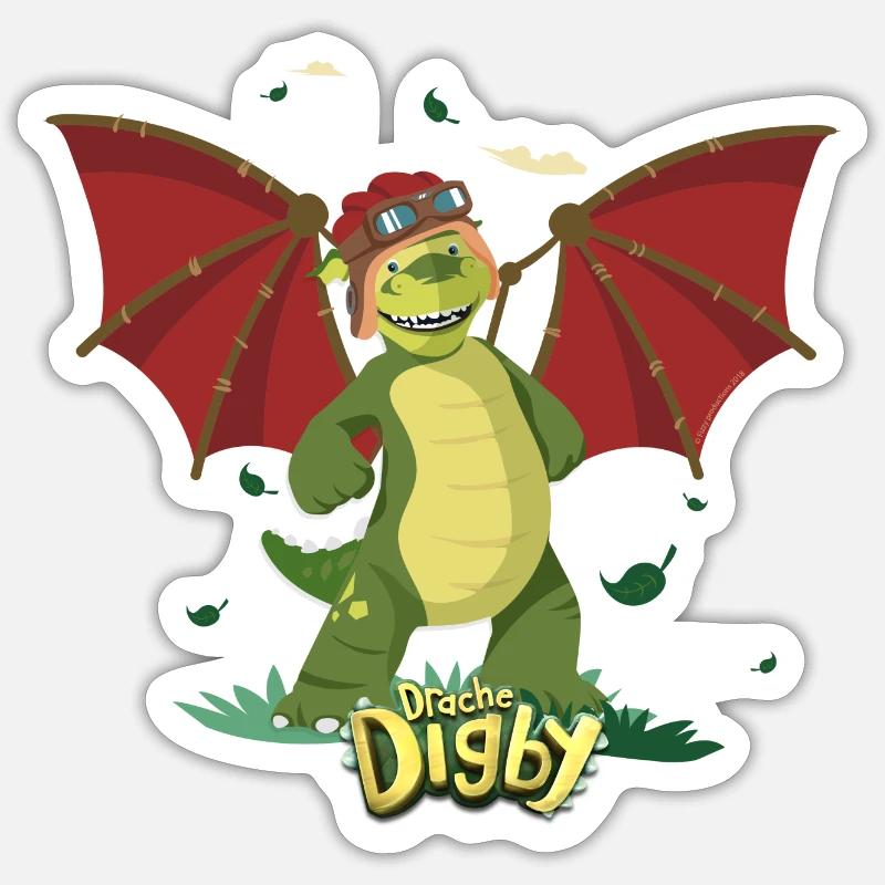 Drache Digby Beim Weitflug Rekordversuch Sticker Größe S (10 x 10 cm)