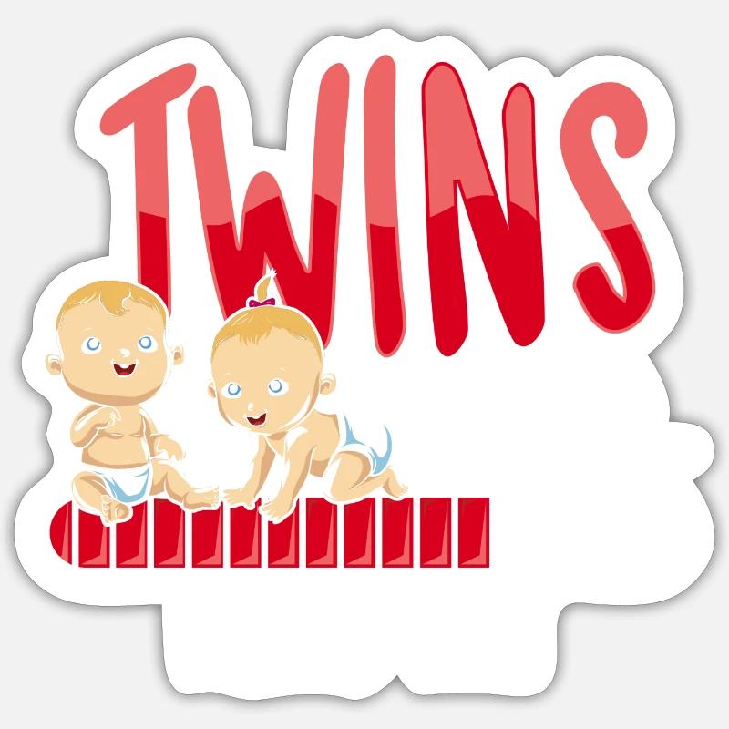Twins loading twins pregnancy fun - Sticker size S (10 x 10 cm) - white matte
