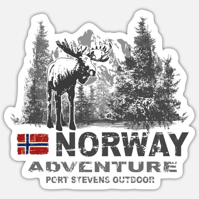 Norway - Norge - Norwegen - Moose - Elch - Sticker Größe S (10 x 10 cm) - Mattweiß