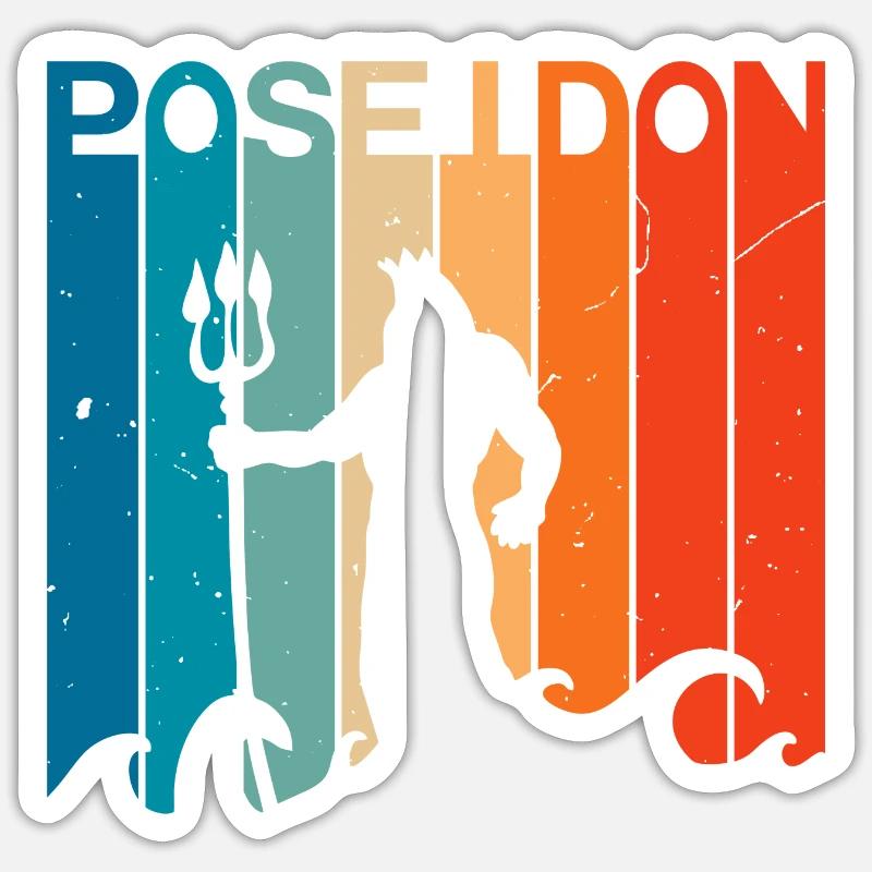 Graphique Poséidon - Sticker taille S (10 x 10 cm) - blanc mat