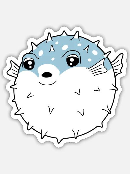 Fugu globe fish - Sticker size S (10 x 10 cm) - white matte