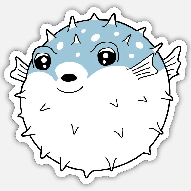 Fugu poisson globe Sticker taille S (10 x 10 cm)