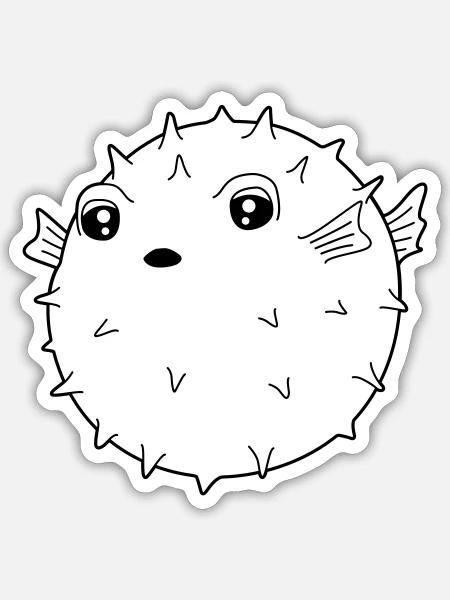 Kukelfisch lustiger Fugu - Sticker Größe S (10 x 10 cm) - Mattweiß
