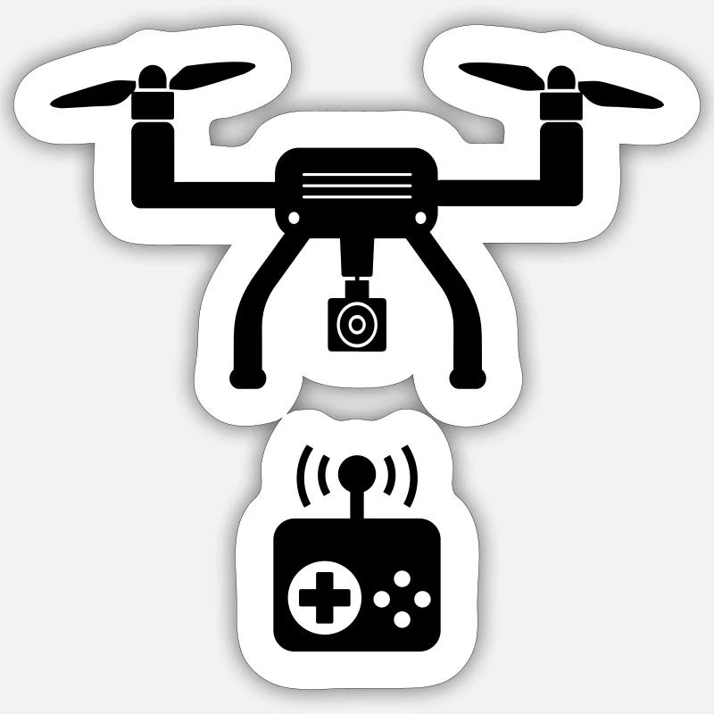 Drohne - Sticker Größe S (10 x 10 cm) - Mattweiß