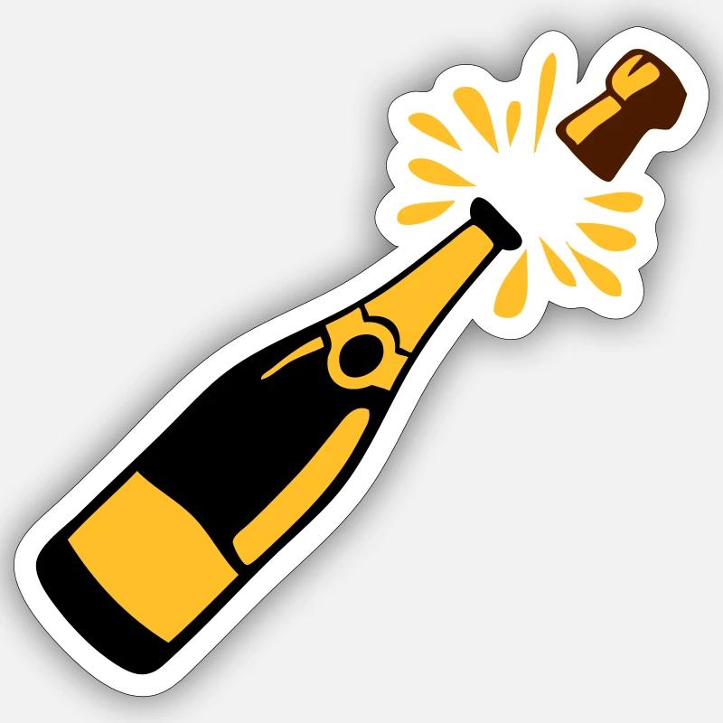 bouteille alcool bouchon saute - Sticker taille S (10 x 10 cm) - blanc mat