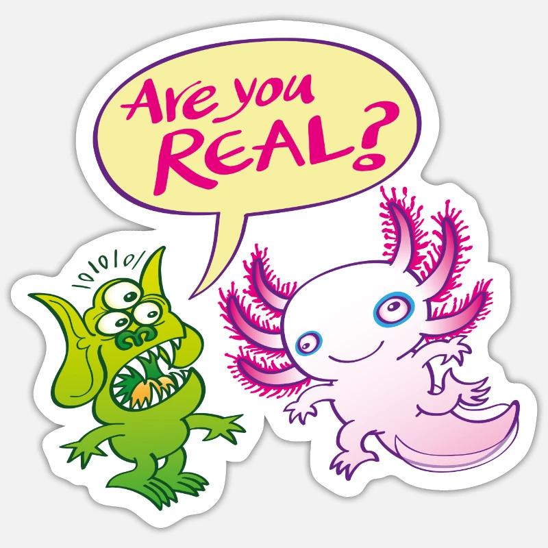 Alien surpris se demande si l'axolotl est réel Sticker taille S (10 x 10 cm)