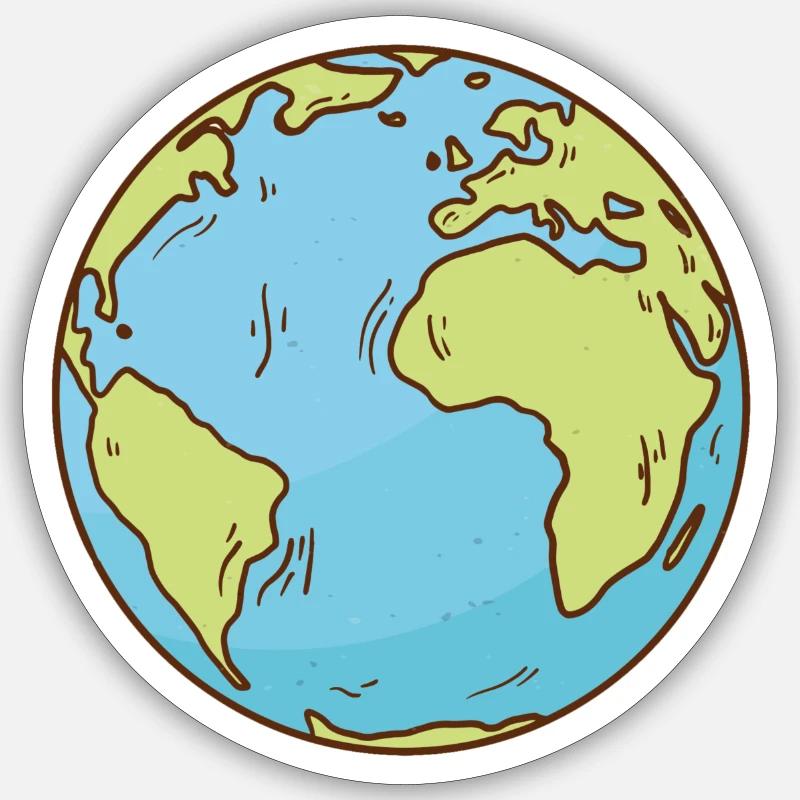 Carte du monde globe terrestre globe terrestre symbole continents - Sticker taille S (10 x 10 cm) - blanc mat