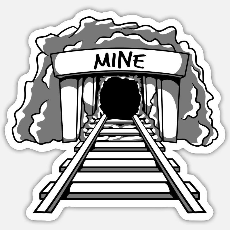 Entrée de la mine minière - Sticker taille S (10 x 10 cm) - blanc mat