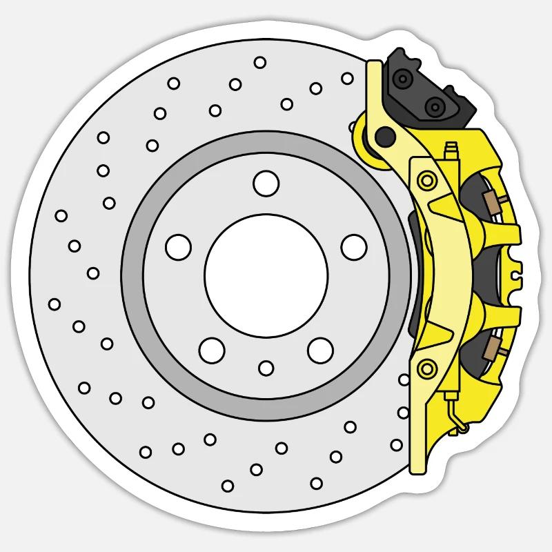 Yellow Rear Brake disc - Sticker size S (10 x 10 cm) - white matte
