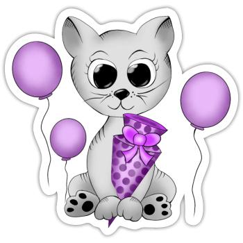 Katze - Sticker Größe S (10 x 10 cm) - Mattweiß - Vorne