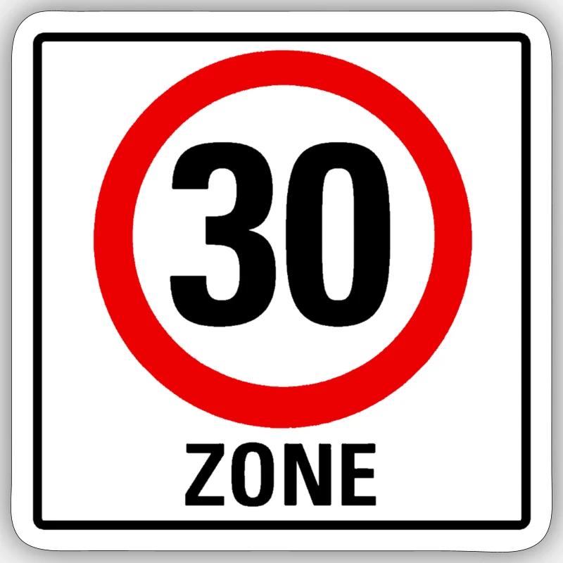 30 Zone - Sticker Größe S (10 x 10 cm) - Mattweiß