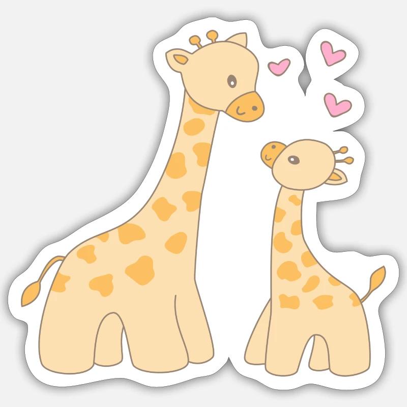 Girafe, à, petit - Sticker taille S (10 x 10 cm) - blanc mat