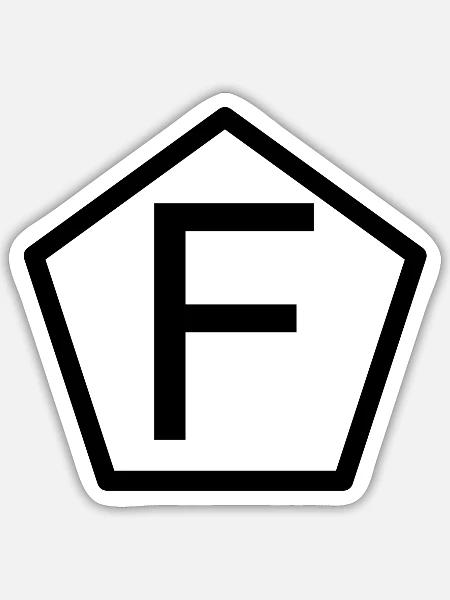 F im Fuenfeck - Sticker Größe S (10 x 10 cm) - Mattweiß