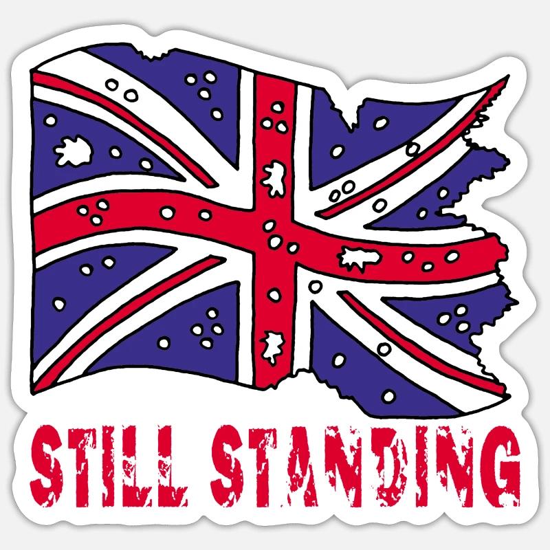 Drapeau anglais déchiré - Sticker taille S (10 x 10 cm) - blanc mat