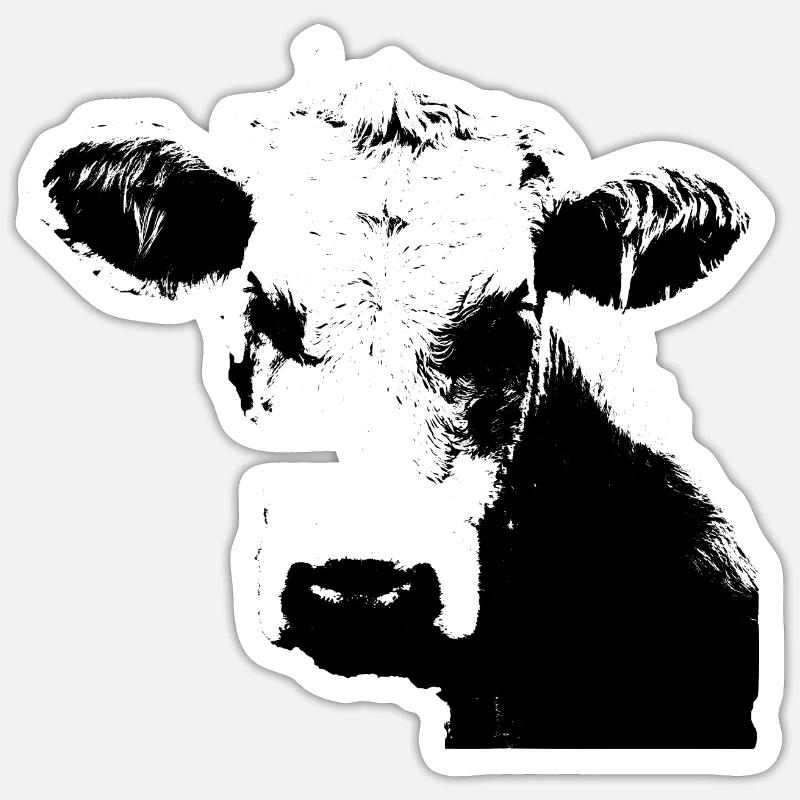 Cow Black Cow Cows Cattle Cow Head Gift - Sticker size S (10 x 10 cm) - white matte