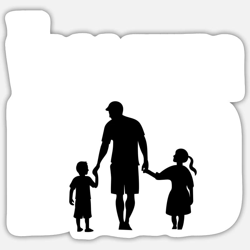 papa qui marche - Sticker taille S (10 x 10 cm) - blanc mat
