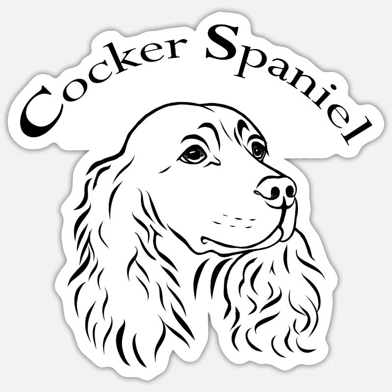 Portrait de cocker - Sticker taille S (10 x 10 cm) - blanc mat