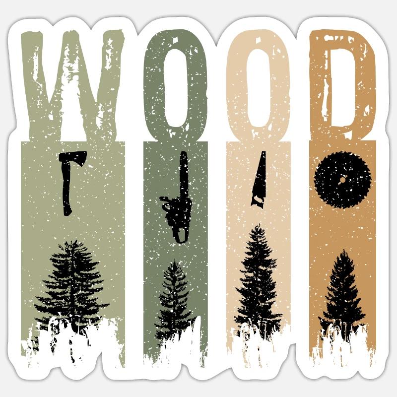 Bois Bois Axe Tronçonneuse Scie à Main Scie Circulaire Arbre - Sticker taille S (10 x 10 cm) - blanc mat