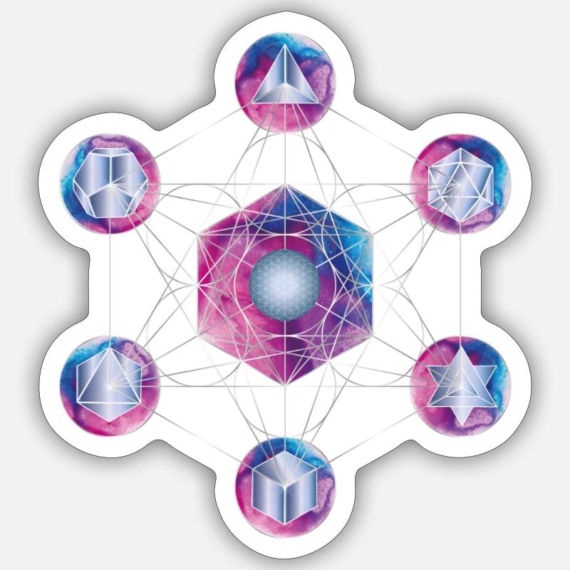 Purple and Blue Metatron Cube Sticker size S (10 x 10 cm)