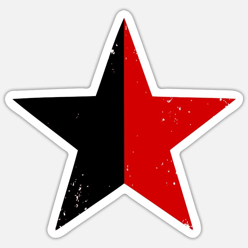 Black-red star - Sticker size S (10 x 10 cm) - white matte