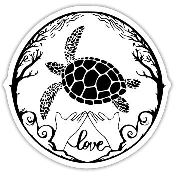 Sea turtle love - Sticker size S (10 x 10 cm) - white matte - Front