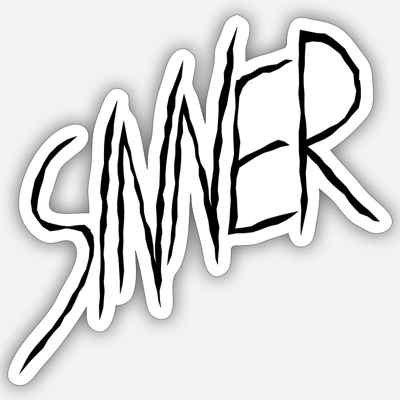 Sinner Text Design - Sticker Größe S (10 x 10 cm) - Mattweiß