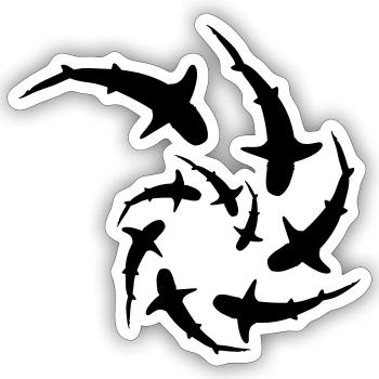 Ein Wirbel von Haien - SVG-Bild - Sticker Größe S (10 x 10 cm) - Mattweiß - Vorne