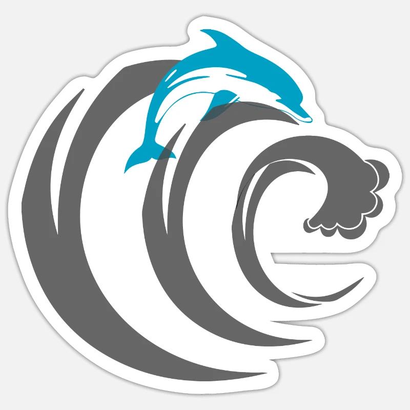 Dauphin de Dolphin - Sticker taille S (10 x 10 cm) - blanc mat