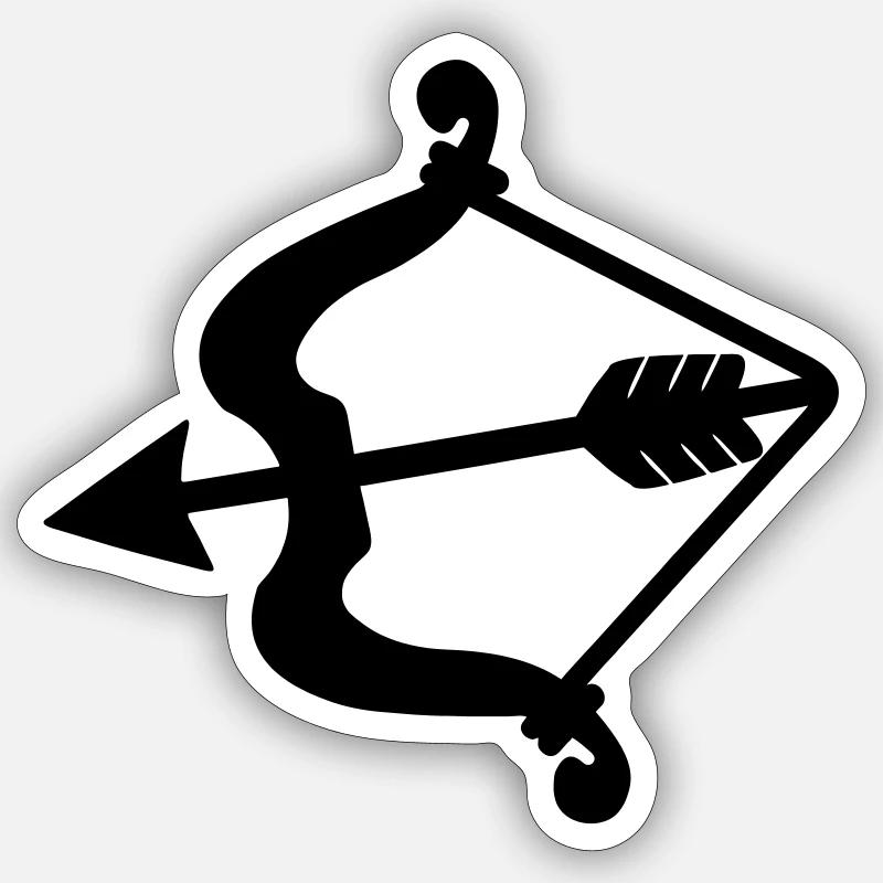 Pfeil und Bogen Amor. Sticker Größe S (10 x 10 cm)