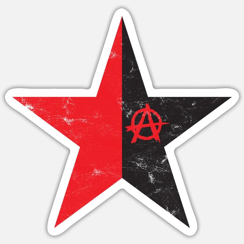 Conception en détresse Anarchy Red Black Star Sticker taille S (10 x 10 cm)