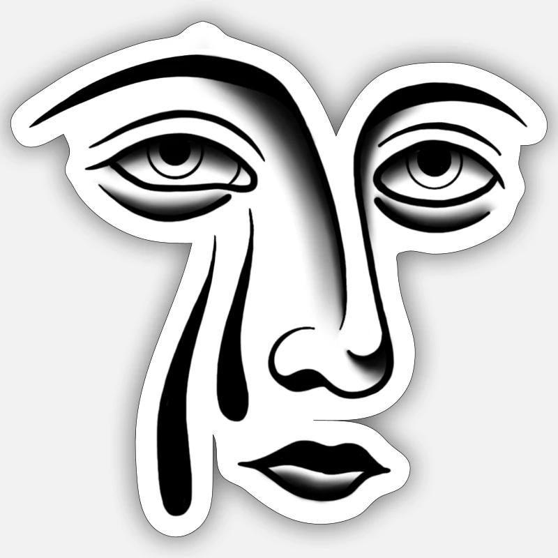 Emotionless cry - Sticker taille S (10 x 10 cm) - blanc mat