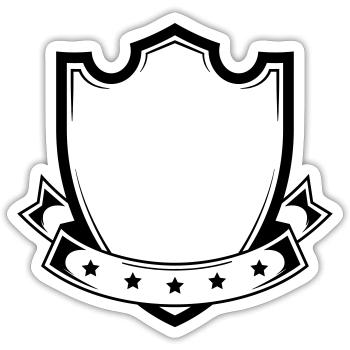 armoiries forme de bouclier vierge - Sticker taille S (10 x 10 cm) - blanc mat - Devant