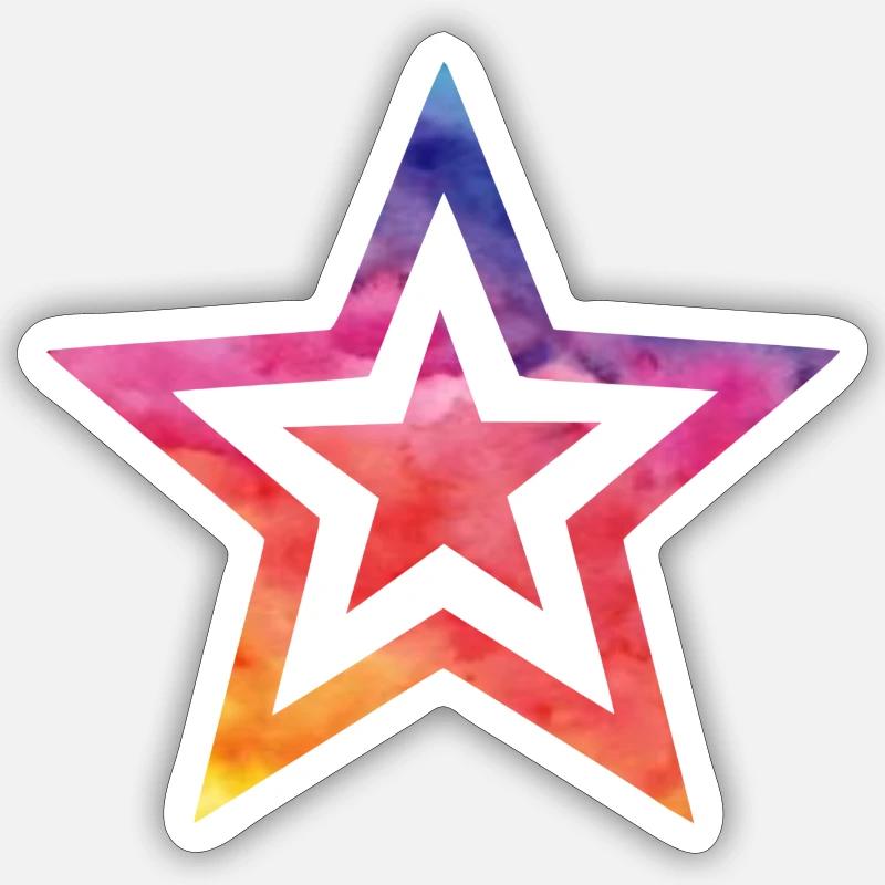 Étoile colorée Sticker taille S (10 x 10 cm)