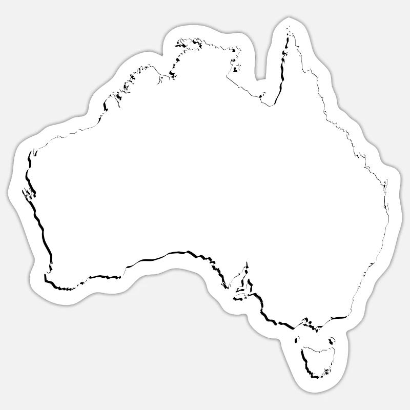 Australia map - shadow - Sticker size S (10 x 10 cm) - white matte