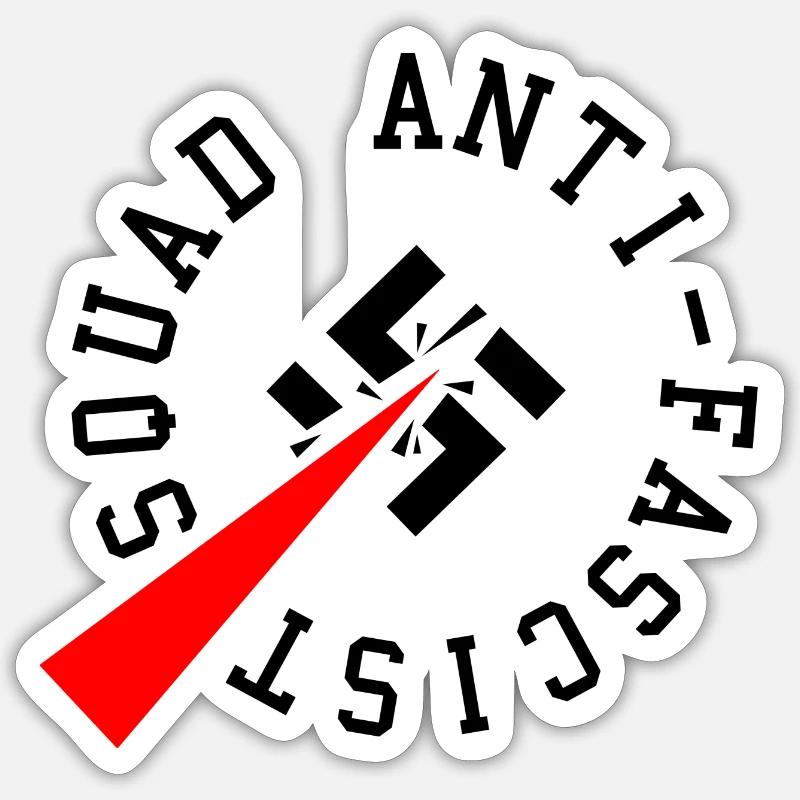 Escouade antifasciste (sombre) - Sticker taille S (10 x 10 cm) - blanc mat
