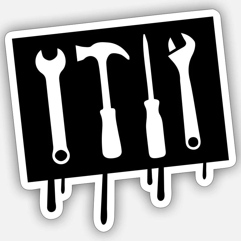 werkzeug symbol icon handwerker - Sticker Größe S (10 x 10 cm) - Mattweiß